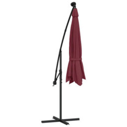 Berkfield Cantilever Umbrella With Led Lights And Steel Pole Wine Red - thumbnail 7