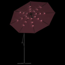 Berkfield Cantilever Umbrella With Led Lights And Steel Pole Wine Red - thumbnail 5