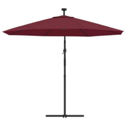Berkfield Cantilever Umbrella With Led Lights And Steel Pole Wine Red - thumbnail 6