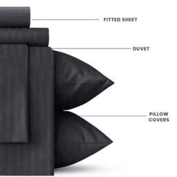 Ameha Black Striped Microfibre Bedding Set Single, Reversible & Breathable Duvet Cover, Fitted Sheet & Pillowcase - thumbnail 7