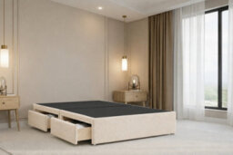 "Nexus Windsor Teddy Divan, Cream, 54"" Winged Hb, 2 Drawers Foot-End, Open Coil Mattress, Super King" - thumbnail 6