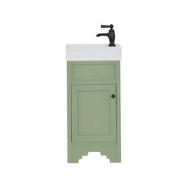 Homestylestore Pastel Green 400mm Bathroom Vanity Unit And Round Black Handle - thumbnail 1