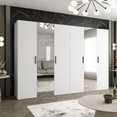 Arte Bari Ii Hinged Door Wardrobe 300Cm In White - Expansive, Mirrored Storage For A Bright, Effortless Home - image 1
