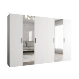 Arte Bari Ii Hinged Door Wardrobe 300Cm In White - Expansive, Mirrored Storage For A Bright, Effortless Home - thumbnail 2