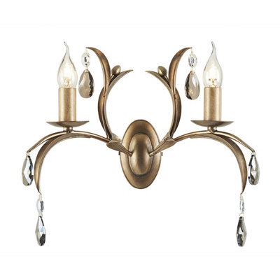 Elstead Lily 2 Light Indoor Candle Wall Light Metallic Bronze Floral Leaves Design - image 1