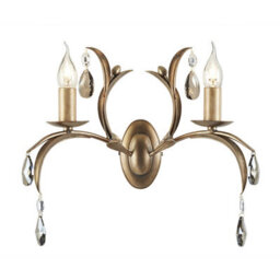 Luminosa Lighting Elstead Lily 2 Light Indoor Candle Wall Light Metallic Bronze Floral Leaves Design