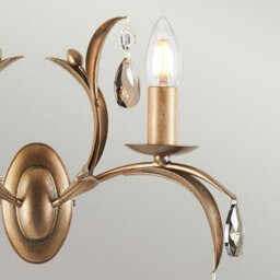 Luminosa Lighting Elstead Lily 2 Light Indoor Candle Wall Light Metallic Bronze Floral Leaves Design - thumbnail 5