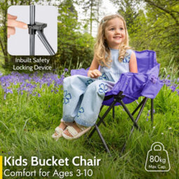 Trail Outdoor Leisure Buzzard Kids Folding Bucket Camping Chair Padded Purple (3-10 Years) - thumbnail 3