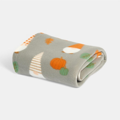 OHS Autumnal Gonk Print Polar Fleece Throw Soft Lightweight Blanket - Charcoal Grey - image 1