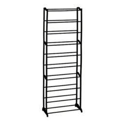 10 Tier Stackable Shoe Rack Organiser Black Space Saving Storage Shelf - thumbnail 1