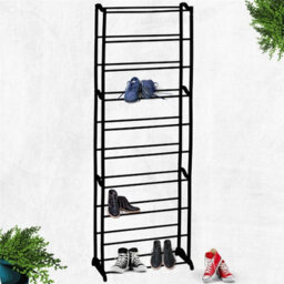 10 Tier Stackable Shoe Rack Organiser Black Space Saving Storage Shelf - thumbnail 2