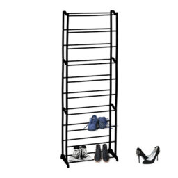 10 Tier Stackable Shoe Rack Organiser Black Space Saving Storage Shelf - thumbnail 5