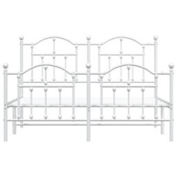 Berkfield Metal Bed Frame With Headboard And Footboard White 135X190 Cm - thumbnail 5