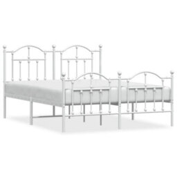 Berkfield Metal Bed Frame With Headboard And Footboard White 135X190 Cm - thumbnail 2