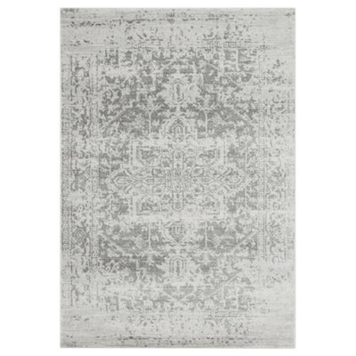 Traditional Grey Rug, Floral Bedroom Rug, Stain Resistant Diningroom Rug, Easy To Clean Traditional Rug-120Cm X 170Cm - image 1