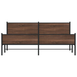 Berkfield Metal Bed Frame Without Mattress Brown Oak 193X203 Cm - thumbnail 5