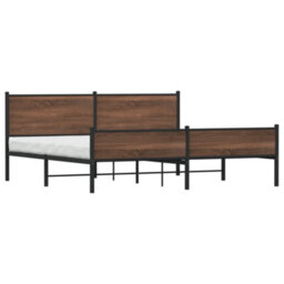 Berkfield Metal Bed Frame Without Mattress Brown Oak 193X203 Cm - thumbnail 4