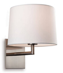 Luminosa Lighting Luminosa Grand 1 Light Single Indoor Wall Light Brushed Steel, Cream Shade, E27