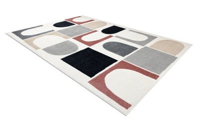 RugsX Carpet Fusion 0213 White Dark Pink - Geometric, Modern, Abstract 120X170 Cm - image 1