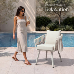 Tectake Aluminium Garden Chair Lugano In Rope Weave Design With Thick Seat & Back Cushions - Beige - Per Piece - thumbnail 9