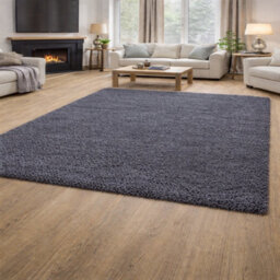 Uetian Soft Touch Dark Grey Shaggy Rug 5Cm Thick Pile Rectangular Area Rug (160 X 230)