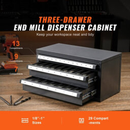 "Vevor 3-Drawer End Mill Cabinet, 29-Compartment For 1/8"" To 1"", Stackable Steel Organizer With Labels" - thumbnail 2