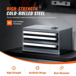 "Vevor 3-Drawer End Mill Cabinet, 29-Compartment For 1/8"" To 1"", Stackable Steel Organizer With Labels" - thumbnail 3
