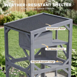 Pawhut Outdoor Catio, Wooden Cat House On Exercise Wheels Indoor Outdoor - thumbnail 7