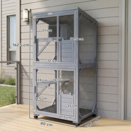Pawhut Outdoor Catio, Wooden Cat House On Exercise Wheels Indoor Outdoor - thumbnail 3