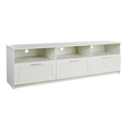Home Source Latham Gloss Finish 3 Drawer Shelves Storage White Tv Stand Unit - thumbnail 7