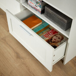 Home Source Latham Gloss Finish 3 Drawer Shelves Storage White Tv Stand Unit - thumbnail 6