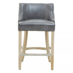 Orsina Grey Bar Stool With Back, Velvet Seat Breakfast Bar Chair, Kitchen Stool With Footrest, Chair For Bar, Home - thumbnail 2