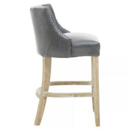 Orsina Grey Bar Stool With Back, Velvet Seat Breakfast Bar Chair, Kitchen Stool With Footrest, Chair For Bar, Home - thumbnail 3
