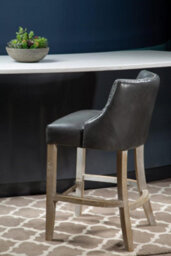 Orsina Grey Bar Stool With Back, Velvet Seat Breakfast Bar Chair, Kitchen Stool With Footrest, Chair For Bar, Home - thumbnail 5