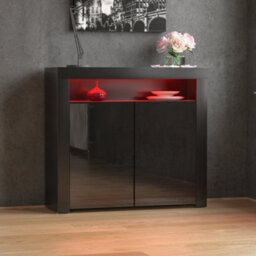 Lassic Vida Designs Nova Black 2 Door Led Sideboard Storage Cabinet Cupboard - thumbnail 1