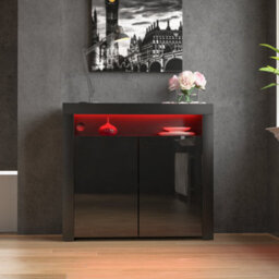 Lassic Vida Designs Nova Black 2 Door Led Sideboard Storage Cabinet Cupboard - thumbnail 3