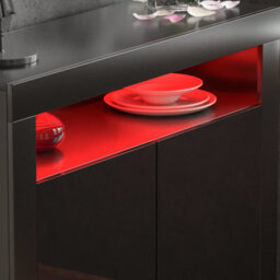 Lassic Vida Designs Nova Black 2 Door Led Sideboard Storage Cabinet Cupboard - thumbnail 5