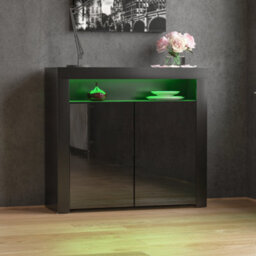 Lassic Vida Designs Nova Black 2 Door Led Sideboard Storage Cabinet Cupboard - thumbnail 7
