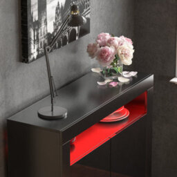 Lassic Vida Designs Nova Black 2 Door Led Sideboard Storage Cabinet Cupboard - thumbnail 4