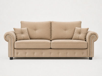 Gorgeous Olympia Velvet Sofa - Beige 3 Seater