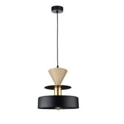 Luminosa Lighting Luminosa Valia Dome Pendant Ceiling Light Black, Gold, Beige 1X E27 - thumbnail 1
