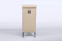 Modernique A Pair Cream Leather Aire High Tuffted Sturd & Knocker Back Dining Chairs With Solid Chrome Legs - thumbnail 5