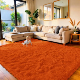 Aspire Homeware Non Slip Rust Shaggy Rug Soft Fluffy Washable, Living Room And Dining Room Rug, (L)230Cm X (W)160Cm - thumbnail 1