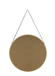 Nielsen Amos Round Metal Mirror With Leather Hanging Strap, Gold, 50Cm - thumbnail 4
