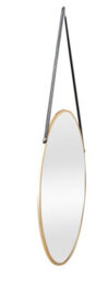Nielsen Amos Round Metal Mirror With Leather Hanging Strap, Gold, 50Cm - thumbnail 2