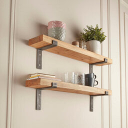 Off The Grain Wooden Shelves - Pack Of 2 Wall Mounted Shelves With Lipped Brackets - 140Cm - thumbnail 3