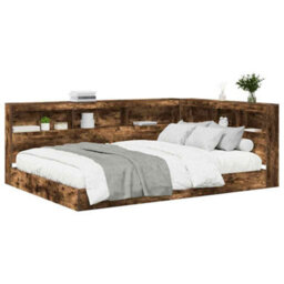 Berkfield With Headboard 2 Pcs Smoked Oak 160 X 200 Cm Engineered Wood - thumbnail 3