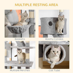 Pawhut Kitten Tower Adjustable 240-260Cm, Scratch Posts, Houses, Dark Grey - thumbnail 7