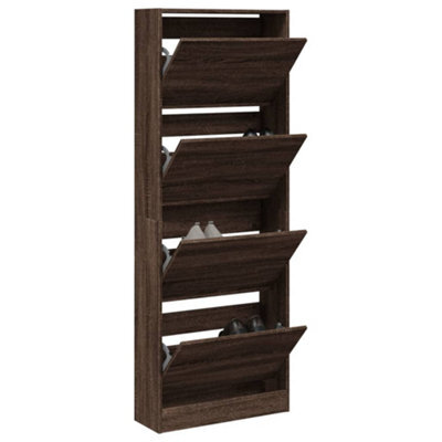Walplus Shoe Cabinet Brown Oak 60X21X163.5 Cm Engineered Wood - image 1