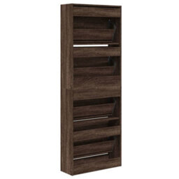 Walplus Shoe Cabinet Brown Oak 60X21X163.5 Cm Engineered Wood - thumbnail 7
